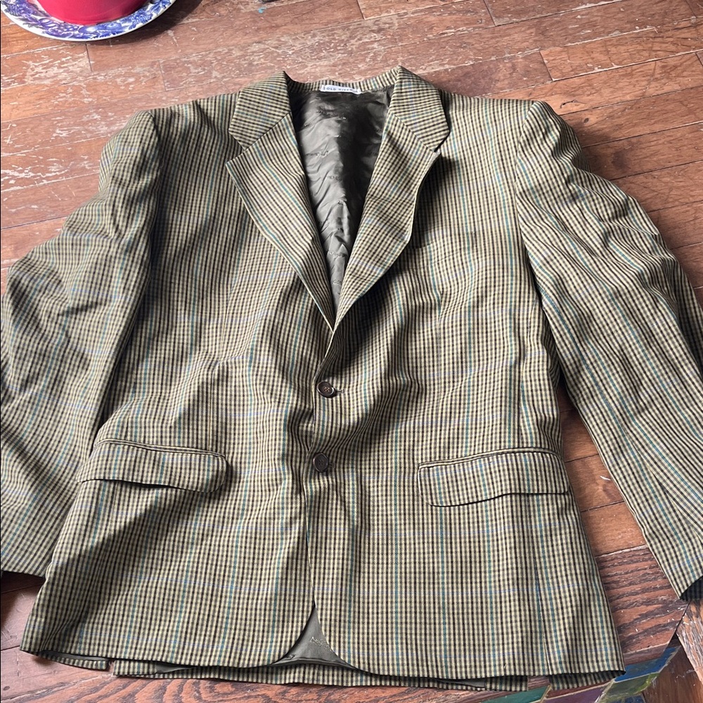 Classic Checkered Blazer in Brown and Green